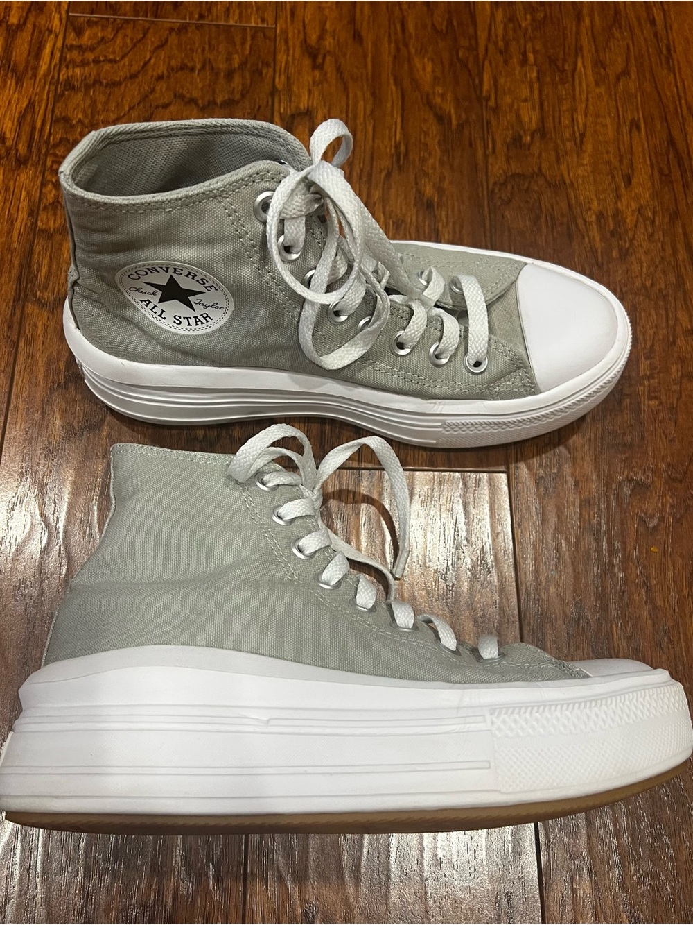 Converse High Top Platform Sneakers - Light Gray & White Womens SZ 7.5